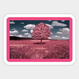 Pink Landscape Painting Sticker